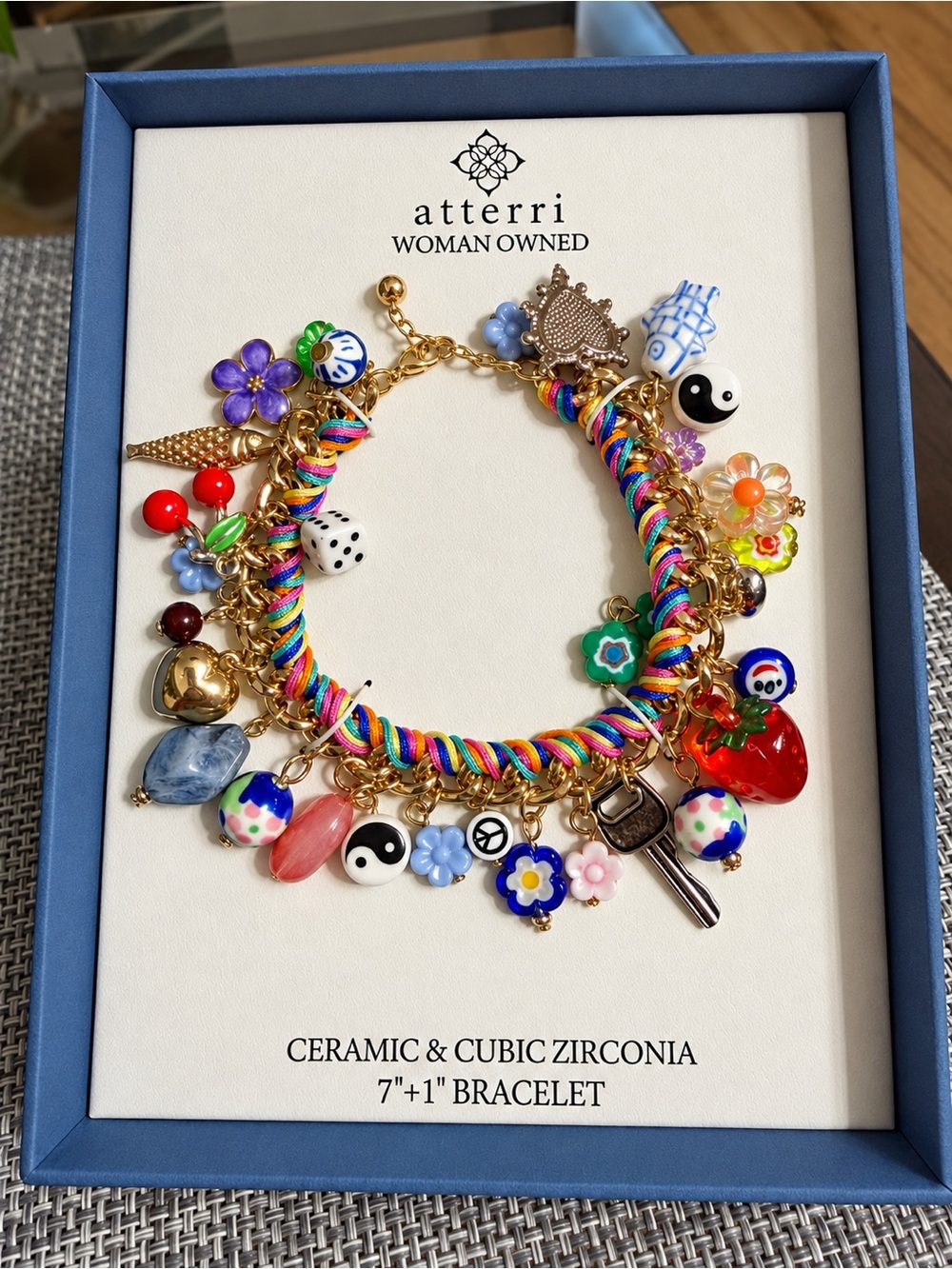 atterri Multicolor🍓Charm Bracelet - Rainbow🌈Flowers🌺Starwberry Dice🎲Ceramic